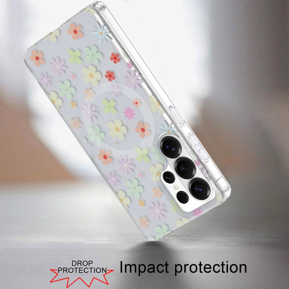 Phone Case for Samsung Galaxy S26 Ultra Shockproof Dual Layer TPU IMD Print Rugged Anti-Slip Grip Drop Protection Scratch Resistant Slim Fit Glossy Floral Heart Aesthetic Cover