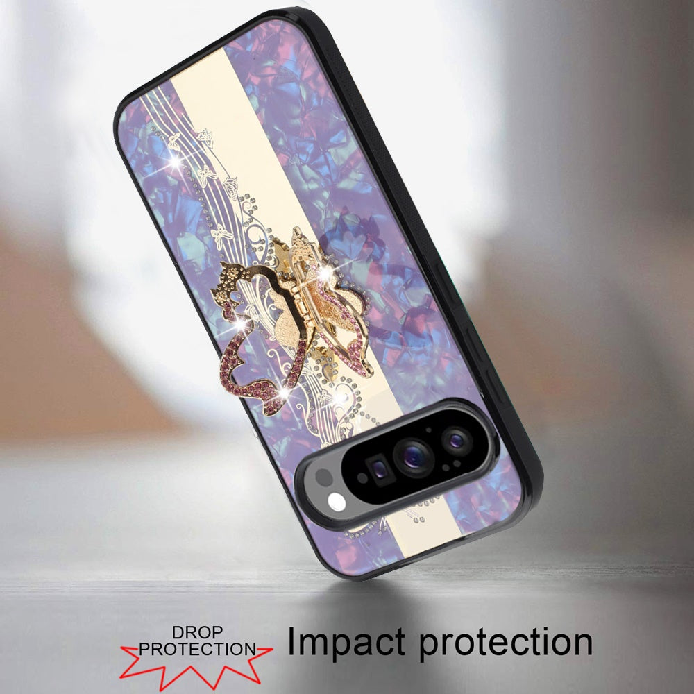 For Google Pixel 10 /Pixel 10 Pro Diamonds 3D Fashion Bling Sparkly Glitter Ornaments Engraving Hybrid with Ring Stand Case Cover