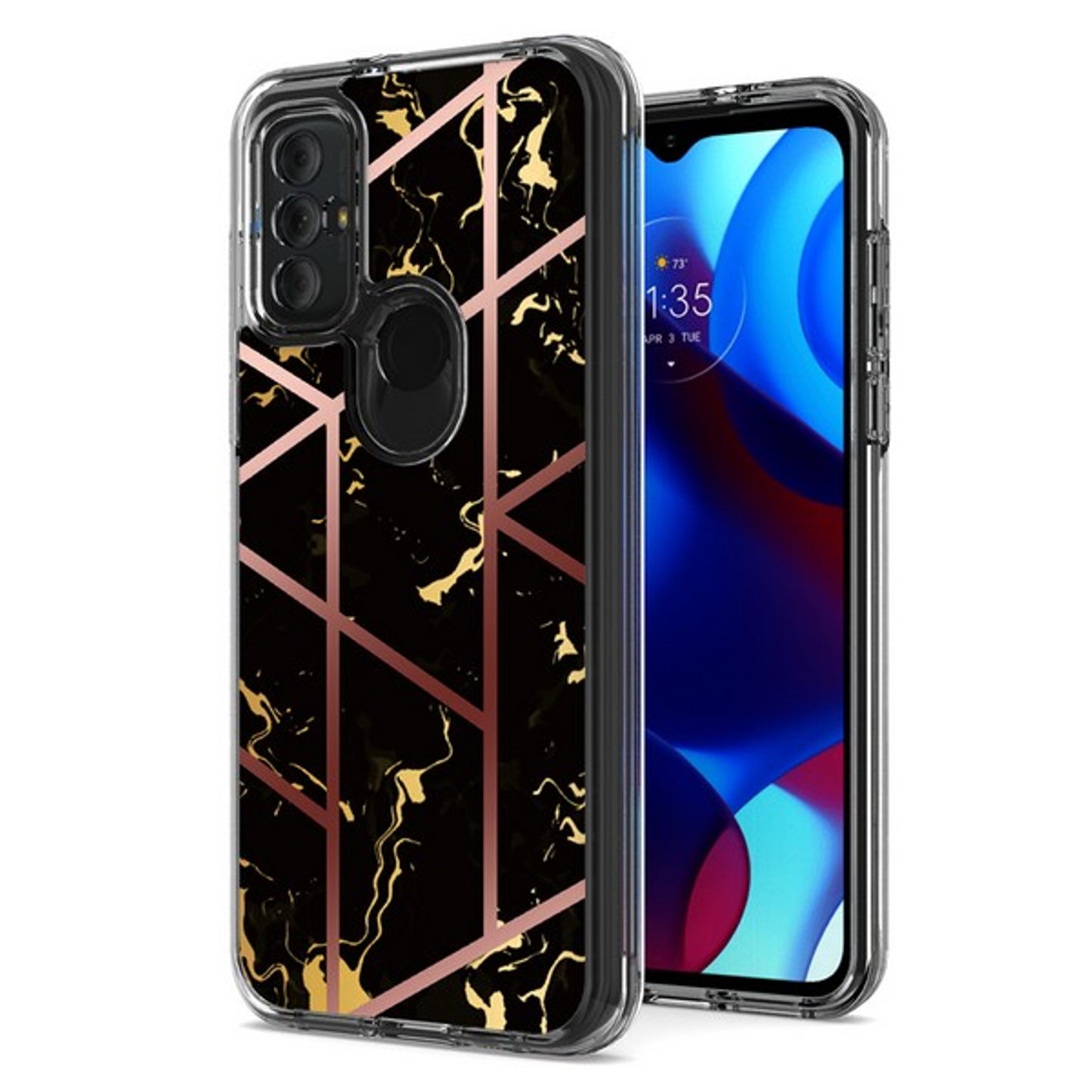 For Apple iPhone 15 Pro (6.1") Stylish Hybrid Fashion Marble Trendy Design Hard Back PC Shockproof TPU Protective  Phone Case Cover