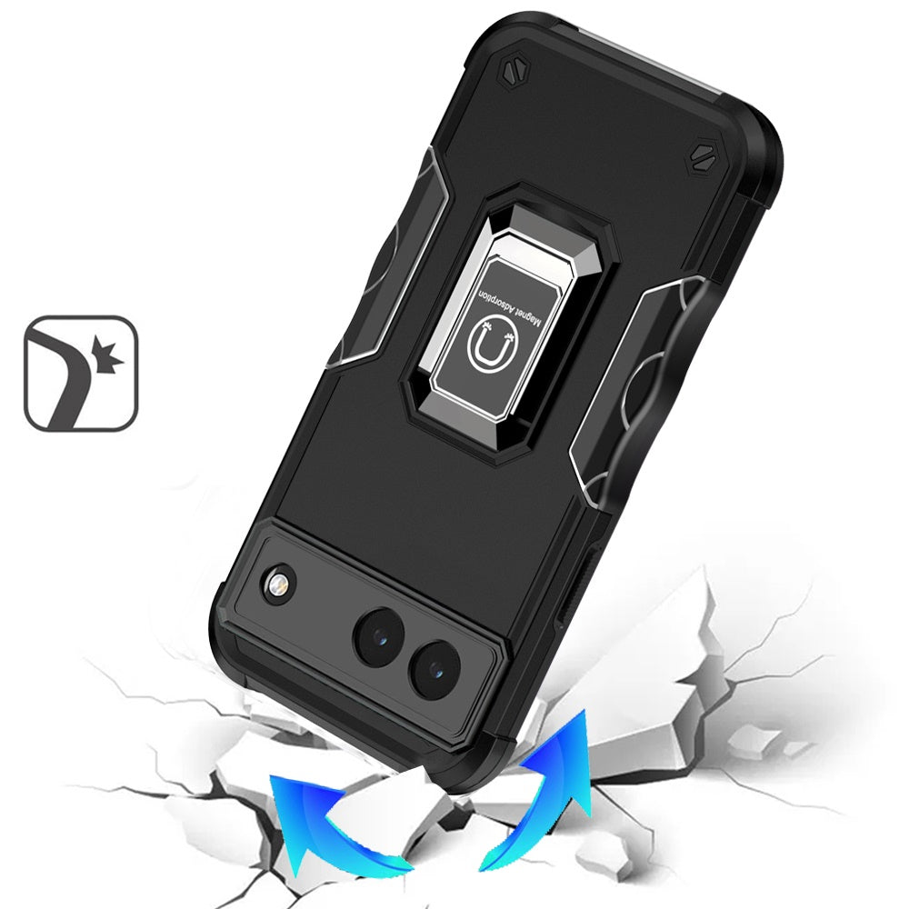 For Google Pixel 9A Hybrid Stand Magnetic Ring Holder Kickstand Heavy Duty Rugged Drop Silicone & Hard PC Shockproof Case Cover