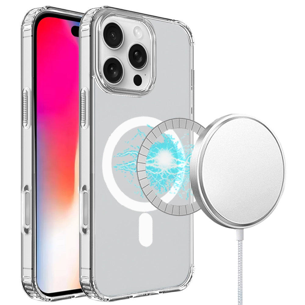 For Apple iPhone 16 Pro 3in1 Two Tone Magnetic Hybrid Drop Proof Shockproof Protection Durable Design Secure Grip Multi Layer Design Case Cover Dark Blue Two Tone