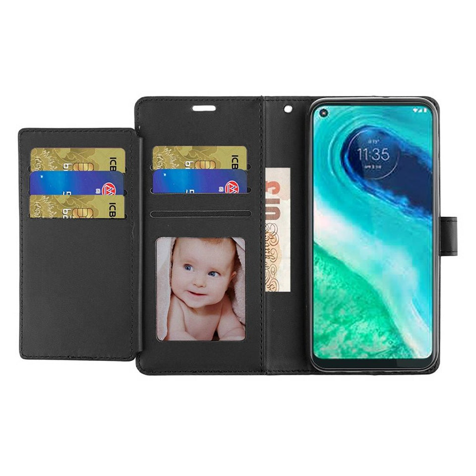 For Samsung Galaxy S21+ Plus Wallet Case with ID/ Card Holder, Wristlet Strap, Magnetic TPU Protective Shockproof Folio Flip Case Cover Black