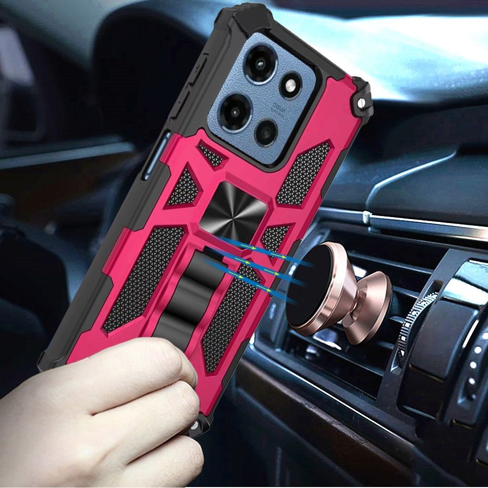 For Motorola Moto G Play 5G 2026 Hybrid Shockproof [Military Grade] Rugged Protective with Magnetic Car Mount & Invisible Stand Case Cover Cosmic Orange
