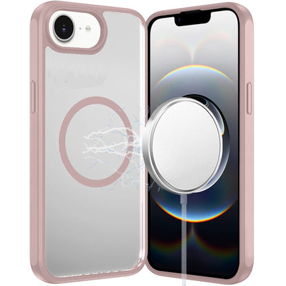 For Apple iPhone 16e Magnetic Circle HQ Transparent Clear TPU Thick 2.0mm Frame Hybrid Shockproof Protector Case Cover