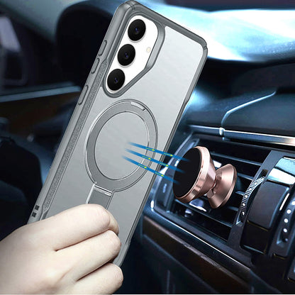 For Samsung Galaxy S26 Matte Finish Magnetic Ring Hybrid Protective Invisible Kickstand Magsafe Compatible Case Cover