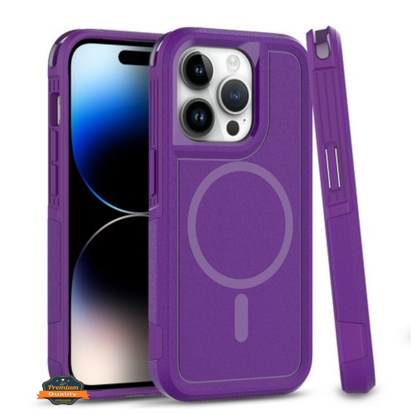 For Apple iPhone 15 Pro Max (6.7") Shockproof Heavy Duty Dual-Layer Rugged Magnetic Hybrid [Compatible with MagSafe]  Phone Case Cover