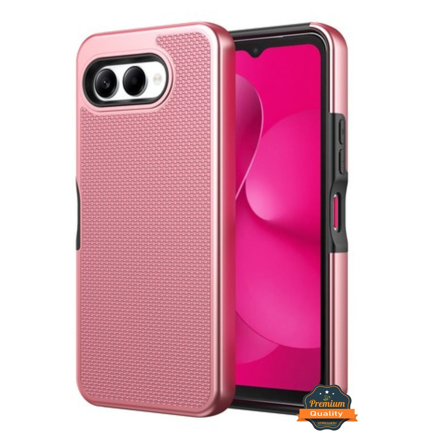 For T-Mobile Revvl 8 Dual Layer Slim & Tough Hybrid Shockproof Heavy Duty Rubber TPU Matte with Textured Rugged Shell Protection Case Cover