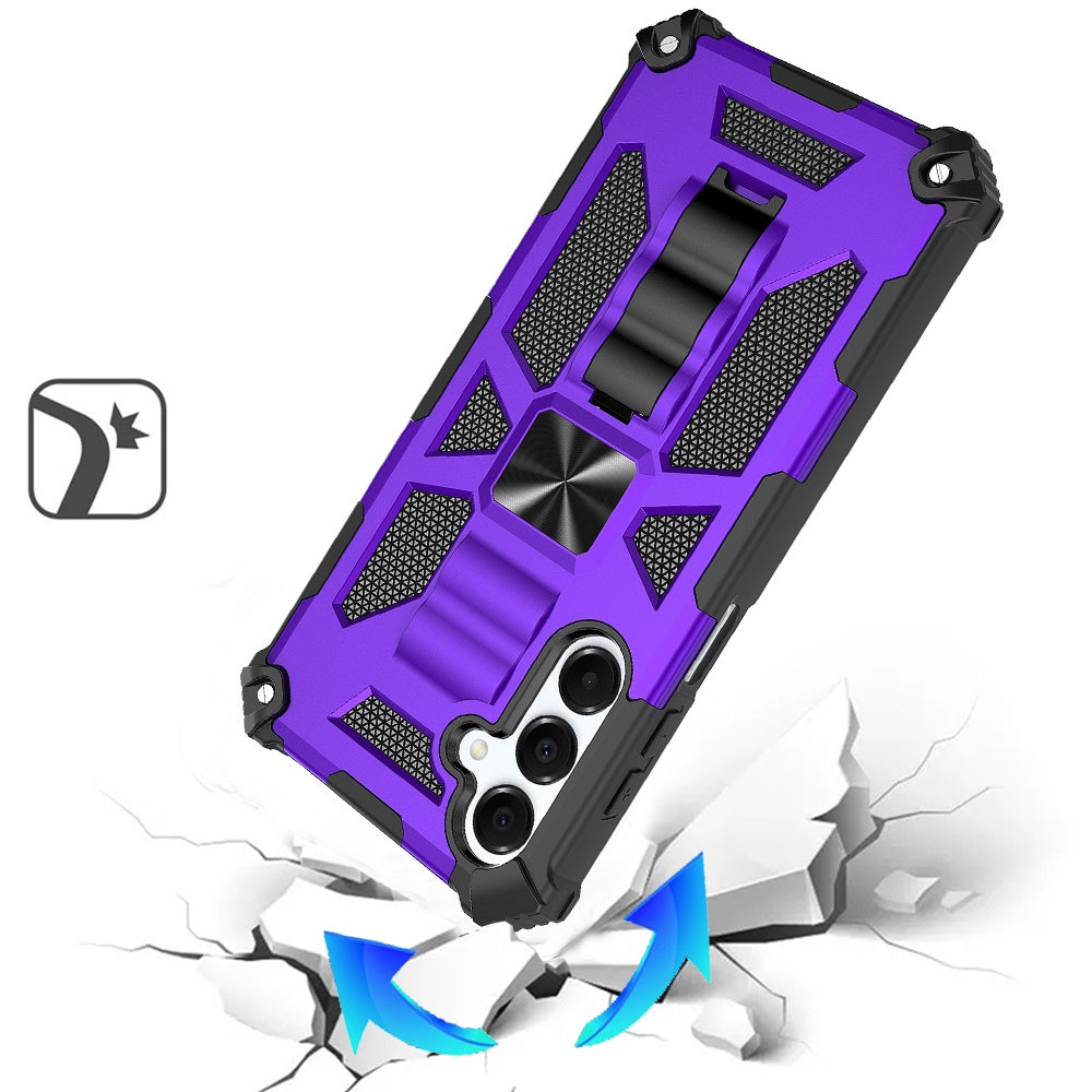 For Samsung Galaxy A16 5G Hybrid Shockproof [Military Grade] Rugged Protective with Magnetic Car Mount & Invisible Stand Case Cover