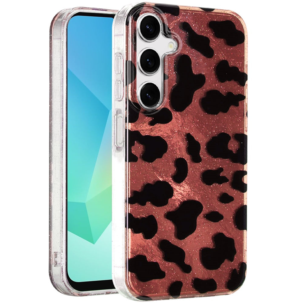 For Samsung Galaxy S25 /S24 Glitter Leopard, Fashion Design Animal Skin Print Slim IMD TPU Dual Layer Shockproof Protective Case Cover