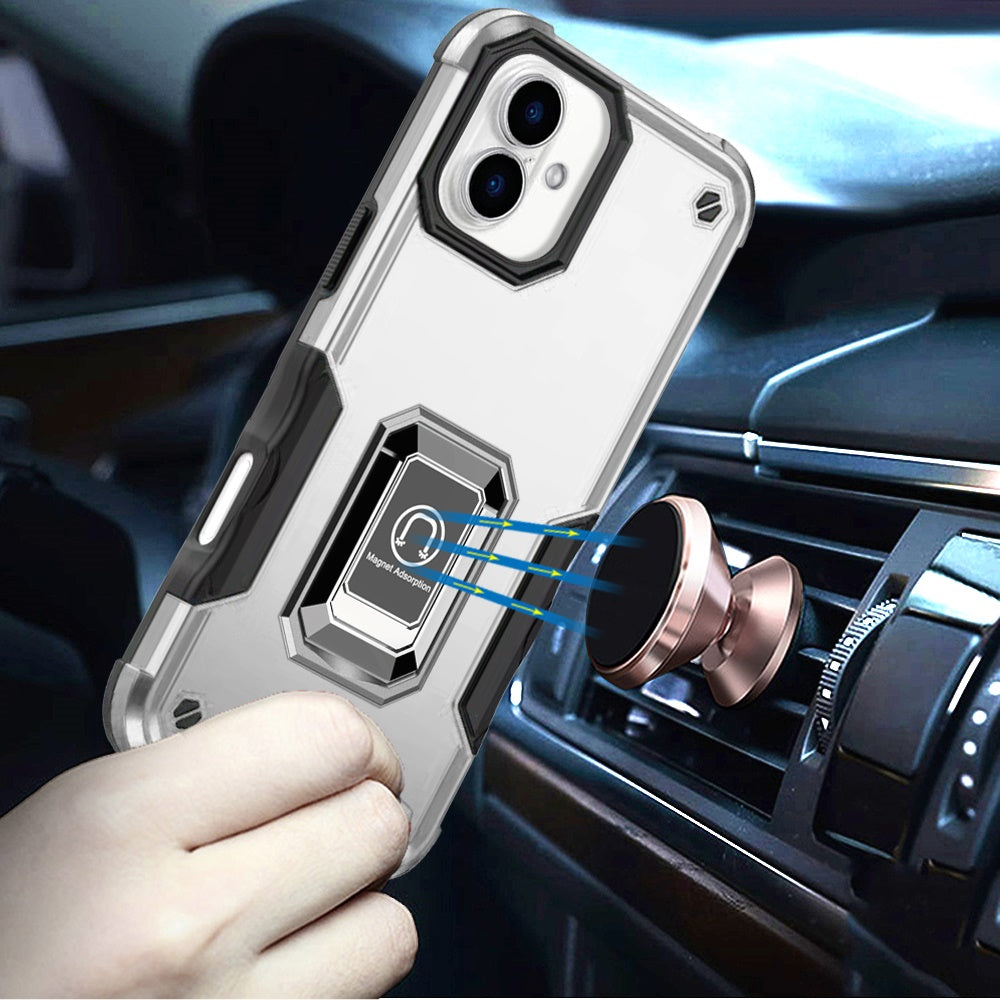 For Apple iPhone 17 (6.3") Hybrid Stand Magnetic Ring Holder Kickstand Heavy Duty Rugged Drop Silicone & Hard PC Shockproof Case Cover