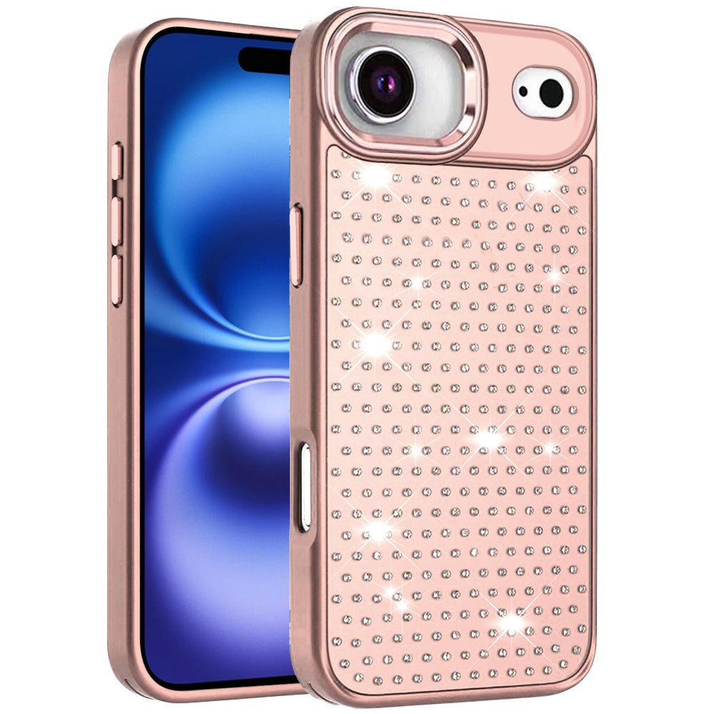 For Apple iPhone 17 AIR Bling Diamond Metallic, Full Sparkle Chrome Edged Hybrid Protective Shockproof Case Cover