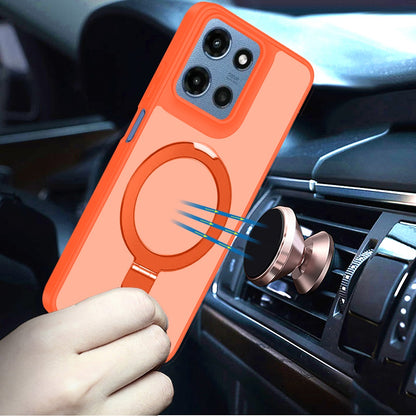 For Motorola Moto G 5G 2026/2025 Magnetic Circle Back with Ring Stand Full Rotation Matte Hybrid Shockproof Case Cover Cosmic Orange