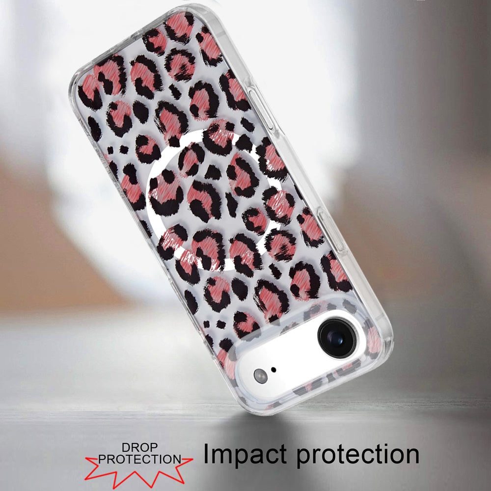For Apple iPhone 17 Pro Stylish Pattern Fashion IMD Printed Design TPU Double Layer Slim Shockproof with Magnetic Back Case Cover Beauty Leopard