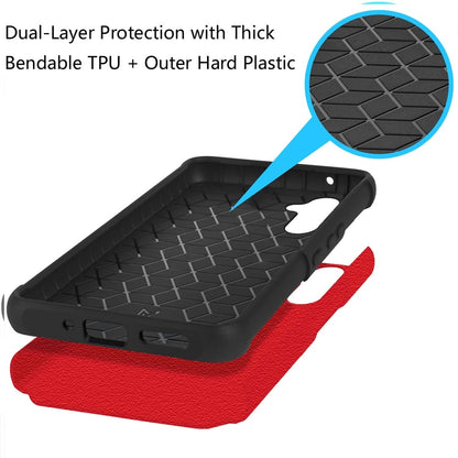 For Samsung Galaxy A15 5G Fashion Graphic Design Hybrid 2in1 Tough Strong Hard PC TPU Frame, Magnet Mount Friendly, Shockproof Protection Case Cover Red