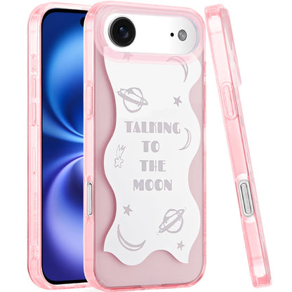 For Apple iPhone 17 Stylish Pattern Fashion IMD Printed Design TPU Double Layer Slim Shockproof with Magnetic Back Case Cover Talking to the moon