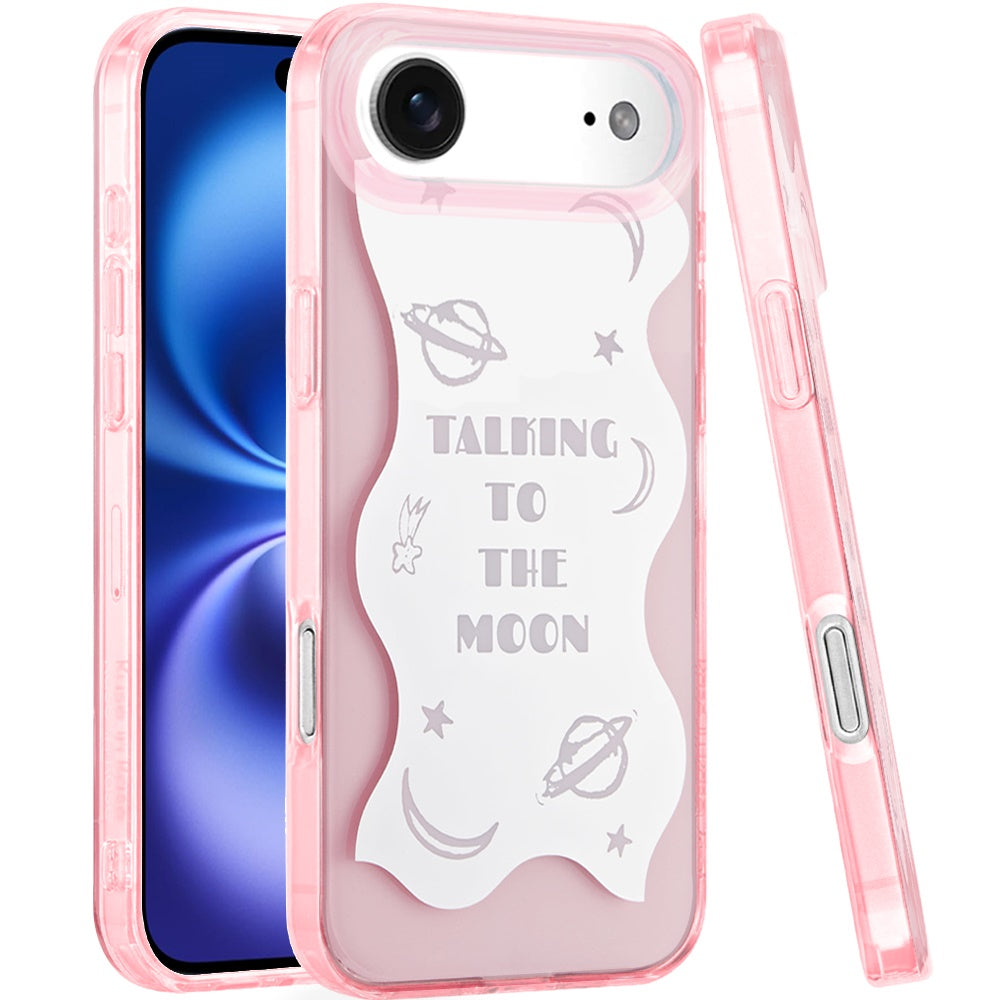 For Apple iPhone 17 Pro Stylish Pattern Fashion IMD Printed Design TPU Double Layer Slim Shockproof with Magnetic Back Case Cover Talking to the moon