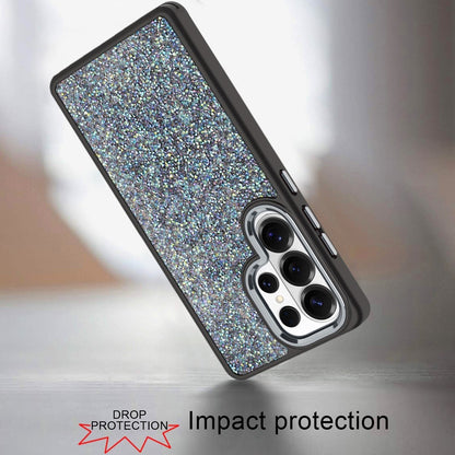 For Samsung Galaxy S25 Ultra Crystal Sparkle Diamond Glass Full Mini Glitter Bling Frame TPU Hybrid Protective Case Cover