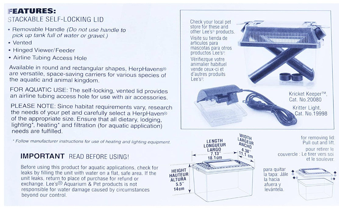 Lees HerpHaven Rectangular Terrarium [Reptile Supplies for Reptile] Mini - 1 count
