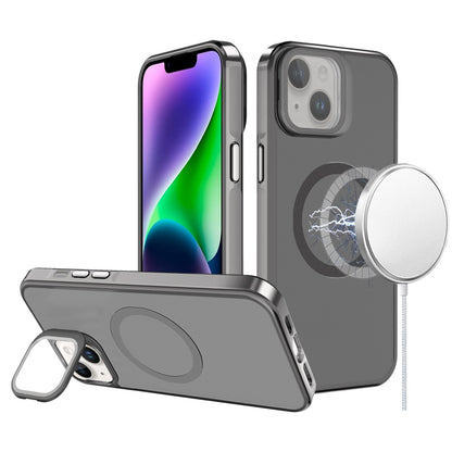 For Apple iPhone 16 Plus (6.7") Tough HQ Hybrid Case with Aluminum Frame Camera Stand, Compatible with MagSafe, Translucent Matte Shockproof Case Cover
