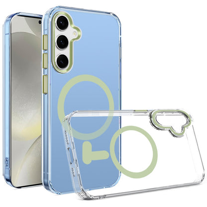 For Samsung Galaxy S25 /S24 Clear Transparent Case Matching Circle Design, Hybrid TPU Hard Shell, Support Magsafe Charger Case Cover