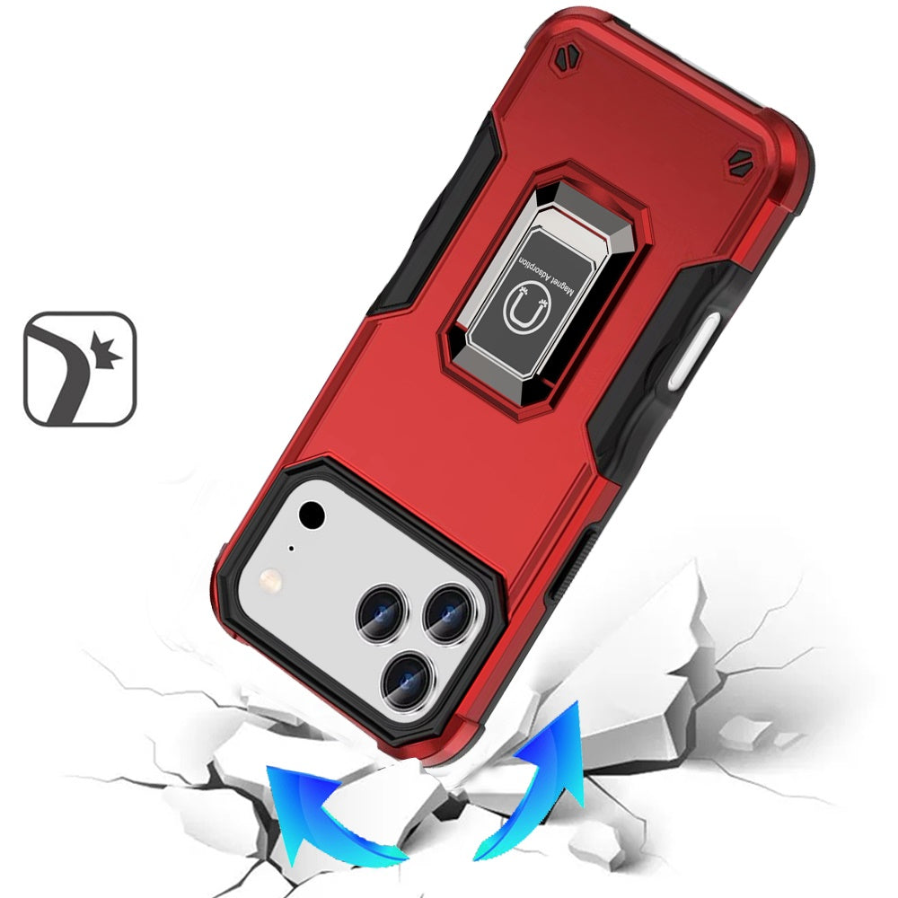 For Apple iPhone 17 Pro Max (6.9") Hybrid Stand Magnetic Ring Holder Kickstand Heavy Duty Rugged Drop Silicone & Hard PC Shockproof Case Cover