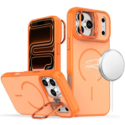For Samsung Galaxy S26 Magnetic Matte Metal Camera Stand Hybrid Drop Protection Durable Shockproof Slim Fit Design Case Cover Cosmic Orange
