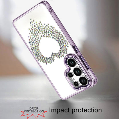 For Samsung Galaxy S25 Ultra Angel Hearts Bling Glitter Diamond Hybrid TPU Cover, Colorful Frame Shockproof Protective Back Case Cover