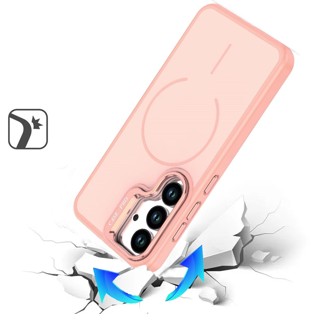 For Samsung Galaxy S26 MagSafe Compatible Matte Metallic Stand TPU Hybrid Drop Protection Camera Kickstand Case Cover