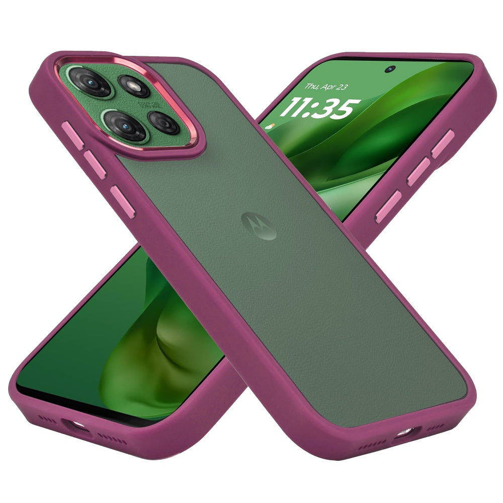 For Motorola Moto G 5G 2025 Slim Fit Hybrid Transparent Thick Acrylic with Metal Buttons Frame Protective Hard PC + TPU Shockproof Case Cover