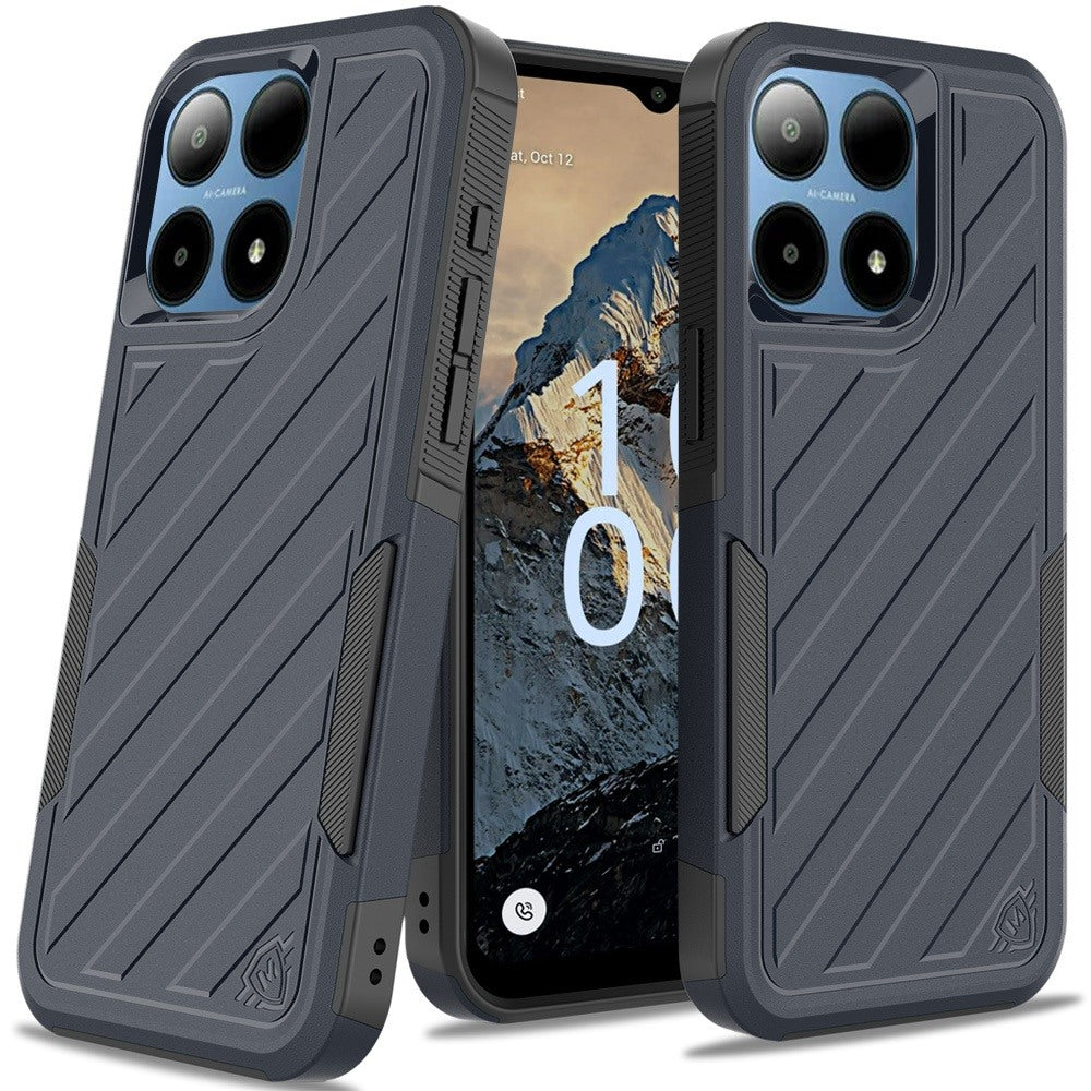 For Boost Mobile Summit 5G Hybrid lined shockproof dual layer Rugged 2in1 Hard PC & Silicone TPU Non Slip Textured Tough Armor Case Cover