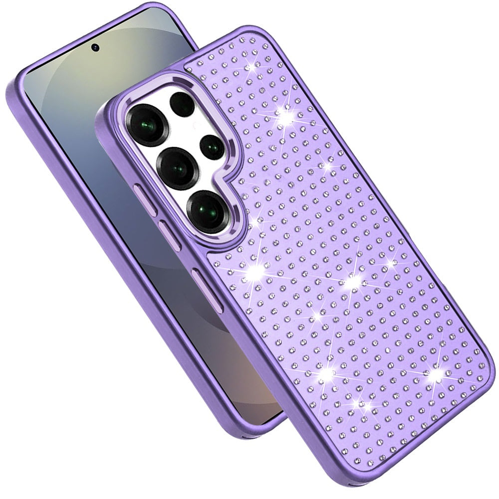 For Samsung Galaxy S26 Ultra Bling Diamond Metallic, Full Sparkle Chrome Edged Hybrid Protective Shockproof Case Cover