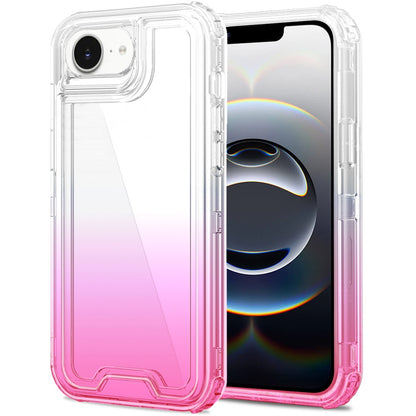 For Apple iPhone 16e Hybrid 3-in-1 Clear Case - Two-Tone Transparent Shockproof TPU + Hard Protective Frame Case Cover
