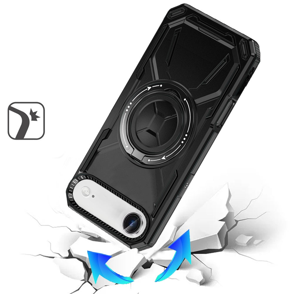 For Apple iPhone 17 Air (6.6") Hybrid Magnetic Ring and 360° Rotational Kickstand with MagSafe Compatible, Military Grade Drop Protection Case Cover