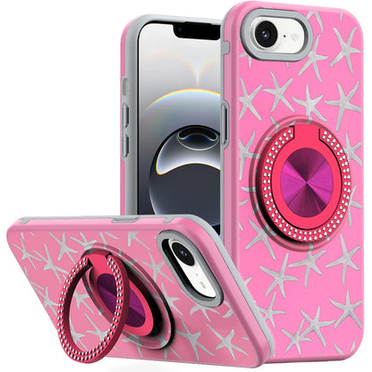 For Samsung Galaxy S26+ / S26 Plus Pattern Design Hybrid with Invisible Ring Stand & Magnetic Back, Shockproof Protective Grip Case Cover