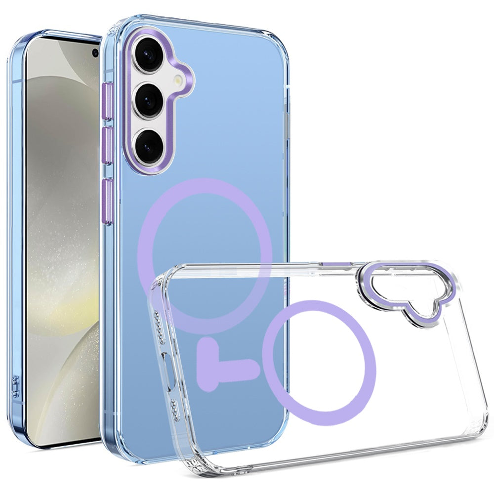 For Samsung Galaxy S25 /S24 Clear Transparent Case Matching Circle Design, Hybrid TPU Hard Shell, Support Magsafe Charger Case Cover