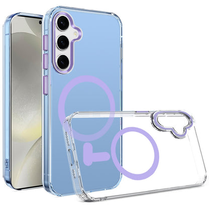 For Samsung Galaxy S25+ /S25 Plus /S24+ Plus Clear Transparent Case Matching Circle Design, Hybrid TPU Hard Shell, Support Magsafe Charger Case Cover