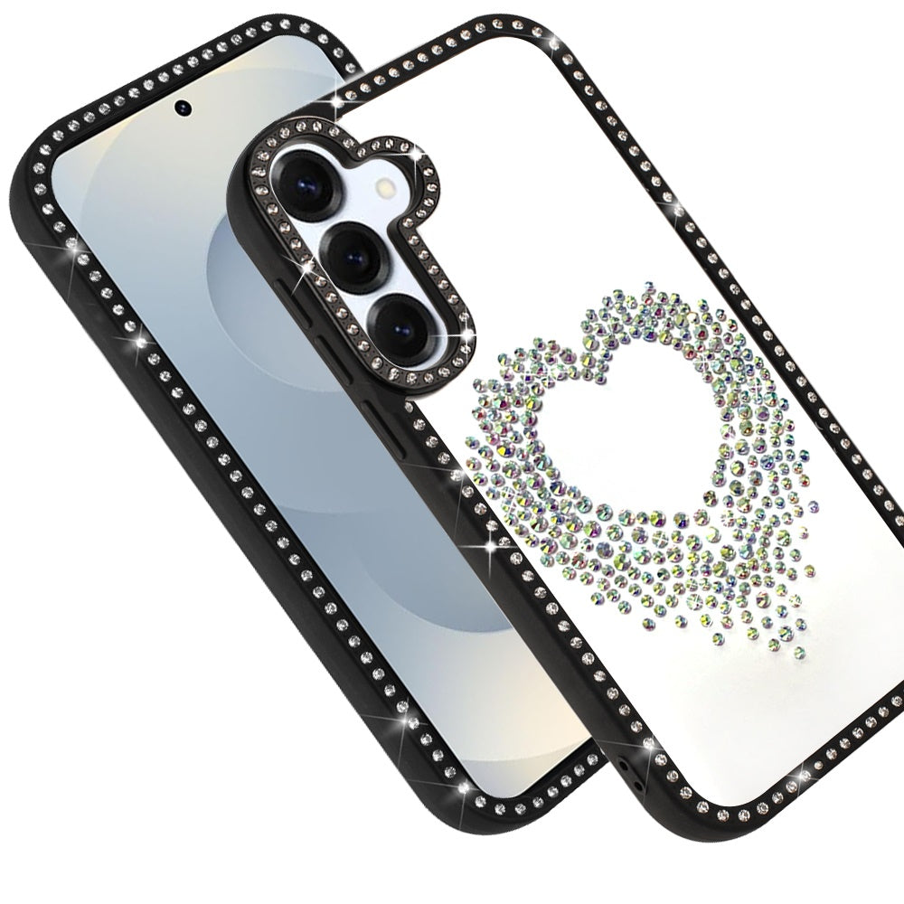 For Samsung Galaxy S25 FE, S25 Fan Edition Angel Hearts Glitter Shimmer Diamond Edge Hybrid Drop Protection Shockproof Design Case Cover