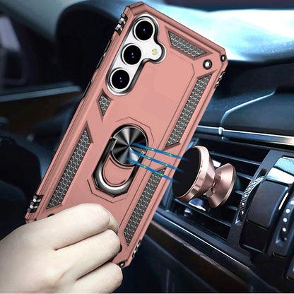 For Samsung Galaxy S25 /S24 Hybrid Shockproof Durable 360 Degree Rotatable Ring Stand Holder Kickstand Fit Magnetic Car Mount Case Cover
