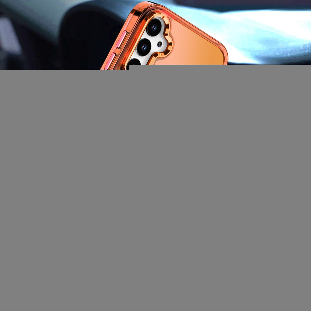 For Samsung Galaxy A16 5G Chrome Hybrid with Rotating Magnetic Circle Ring Stand, Slim Shockproof Hybrid Case Cover Cosmic Orange