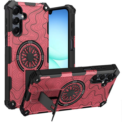 For Samsung Galaxy A17 5G Magnetic Invisible Kickstand Holder with CD Texture Design, Shockproof Hybrid Military Grade Heavy Duty Case Cover