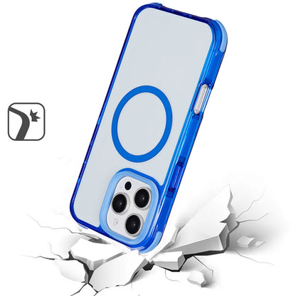 For Apple iPhone 16 Pro 3in1 Two Tone Magnetic Hybrid Drop Proof Shockproof Protection Durable Design Secure Grip Multi Layer Design Case Cover Dark Blue Two Tone