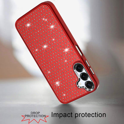For Samsung Galaxy A17 5G Bling Diamond Metallic, Full Sparkle Chrome Edged Hybrid Protective Shockproof Case Cover