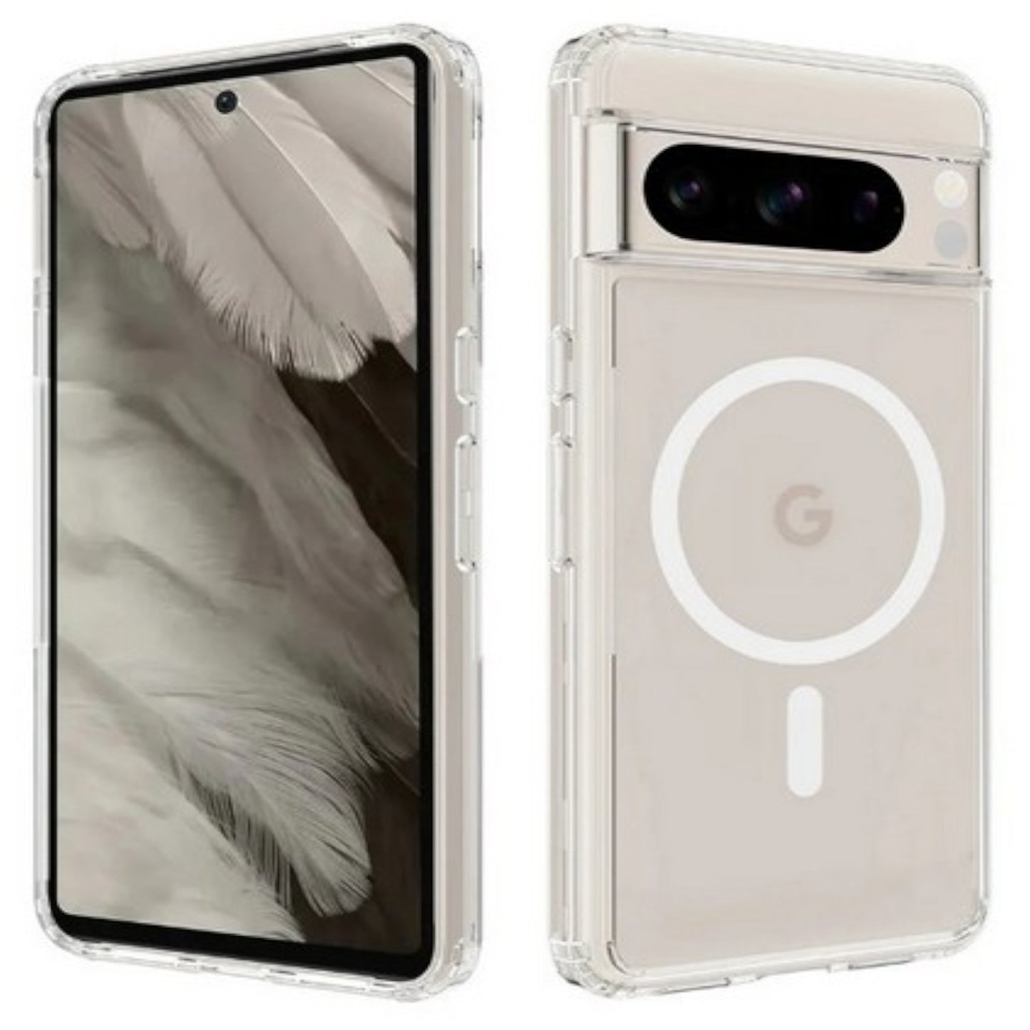 For Google Pixel 9 Pro XL (6.8") Magnetic Cristal Clear Design Compatible with Magsafe Wireless Charger PC + TPU Hybrid Slim Transparent Case Cover Clear