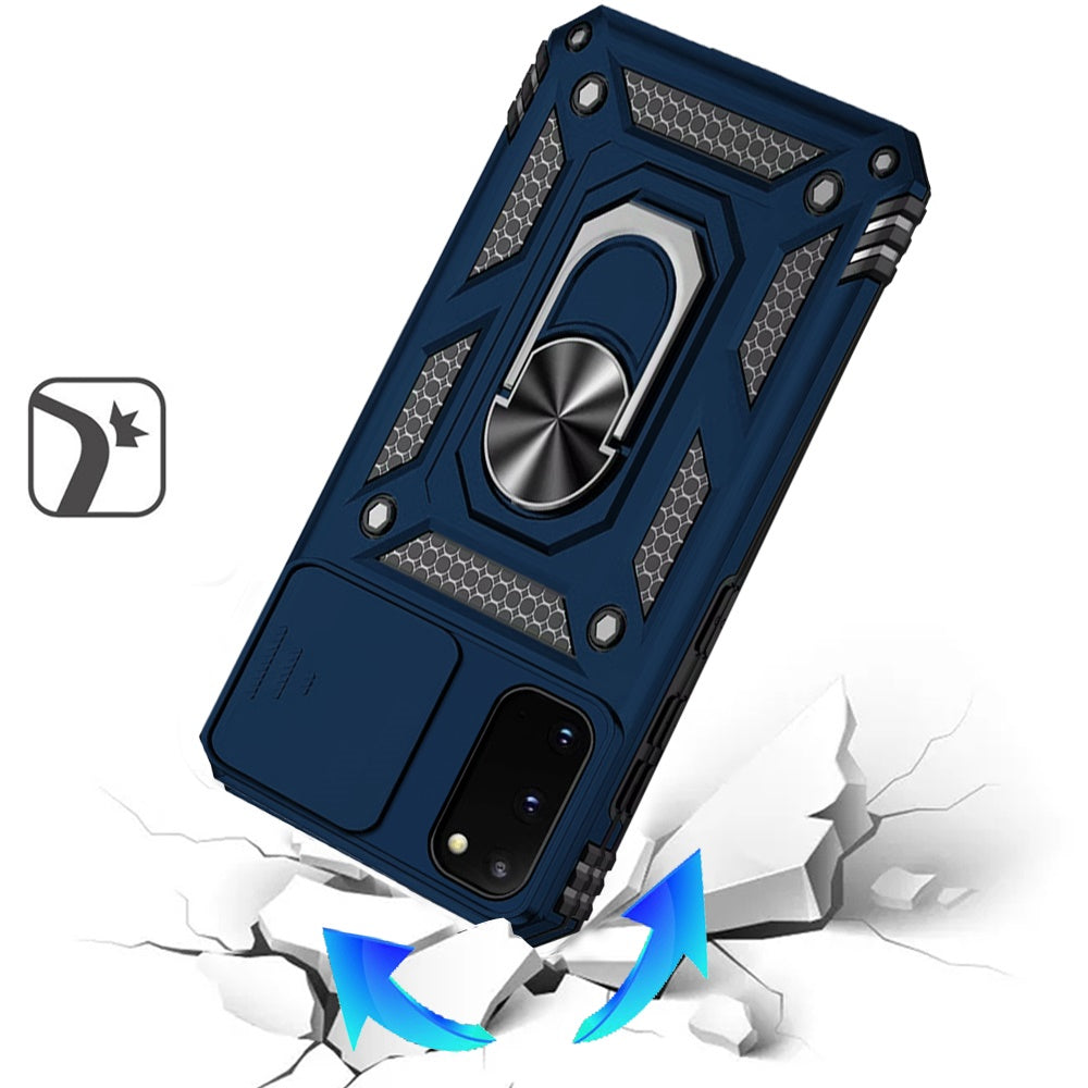 For Samsung Galaxy S20 5G Hybrid Ring Shockproof with 360° Rotate Ring Kickstand, Camera Lens Protection, Soft Edge Bumper Case Cover