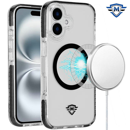 For Apple iPhone 16 (6.1") Premium Hybrid Clear TPU Circle Magnetic [Compatible with MagSafe] Shockproof Color Frame Bumper Case Cover