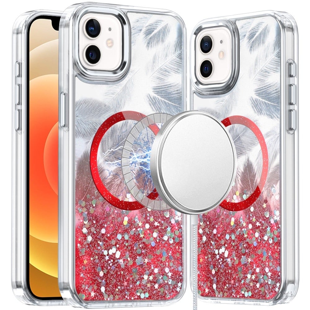 For iPhone 12 / iPhone 12 Pro (6.1") Epoxy Glitter Shimmer Fashion Case with Magnetic Magsafe Compatible Hybrid Sparkling Slim Protective Case Cover