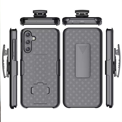For Samsung Galaxy S25+ /S25 Plus /S24+ Plus Hybrid Slim 3-in-1 Shockproof Armor with Kickstand Holster Combo & Swivel Belt Clip Case Cover Black
