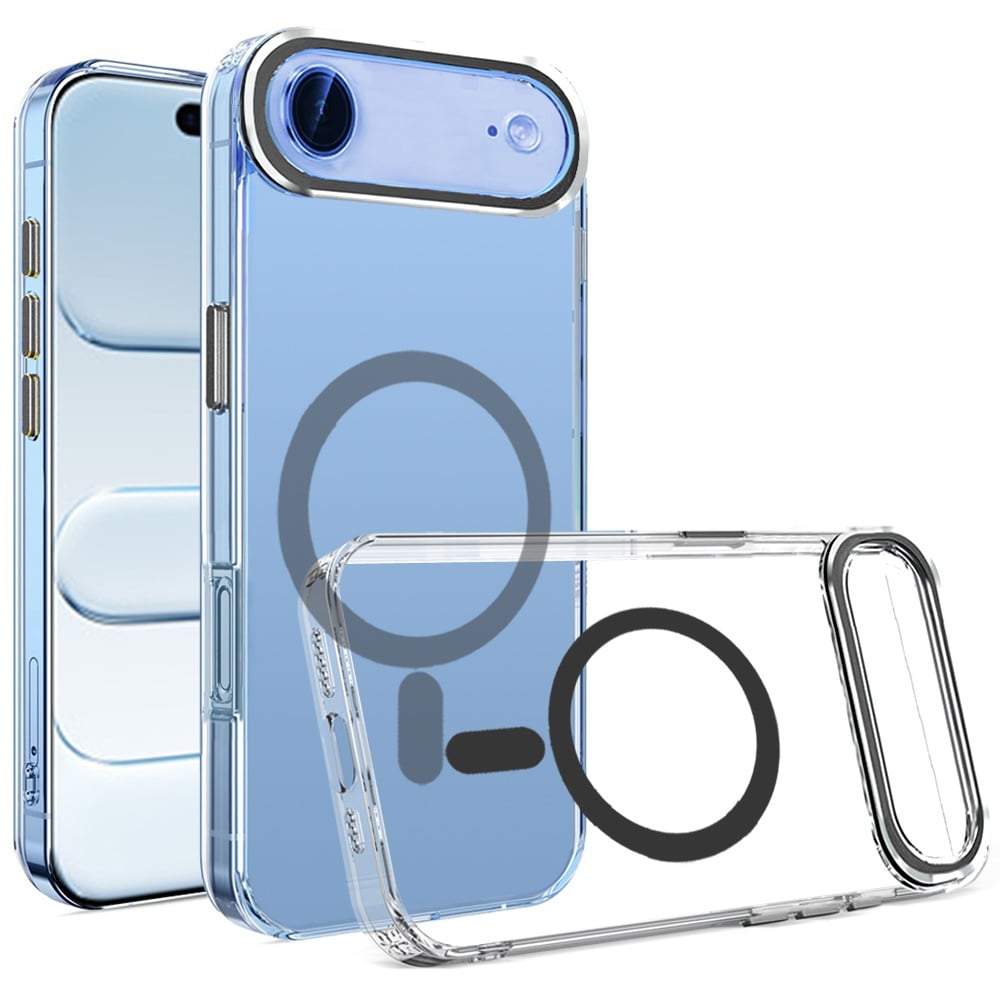 For Apple iPhone 17 Air (6.6") Clear Transparent Case Matching Circle Design, Hybrid TPU Hard Shell, Support Magsafe Charger Case Cover Black