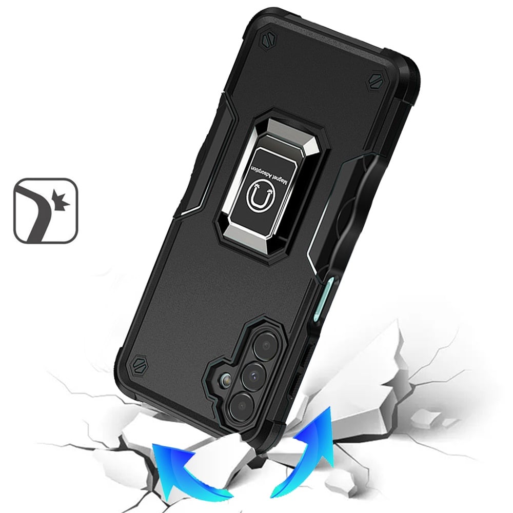 For Samsung Galaxy A13 4G Hybrid Stand Magnetic Ring Holder Kickstand Heavy Duty Rugged Drop Silicone & Hard PC Shockproof Case Cover Black