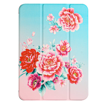 For Trifold Case with Magnetic Closure, Design Image PU Leather Folding Stand, TPU Folio Protective Shell Blooming Floral Tablet Case Cover